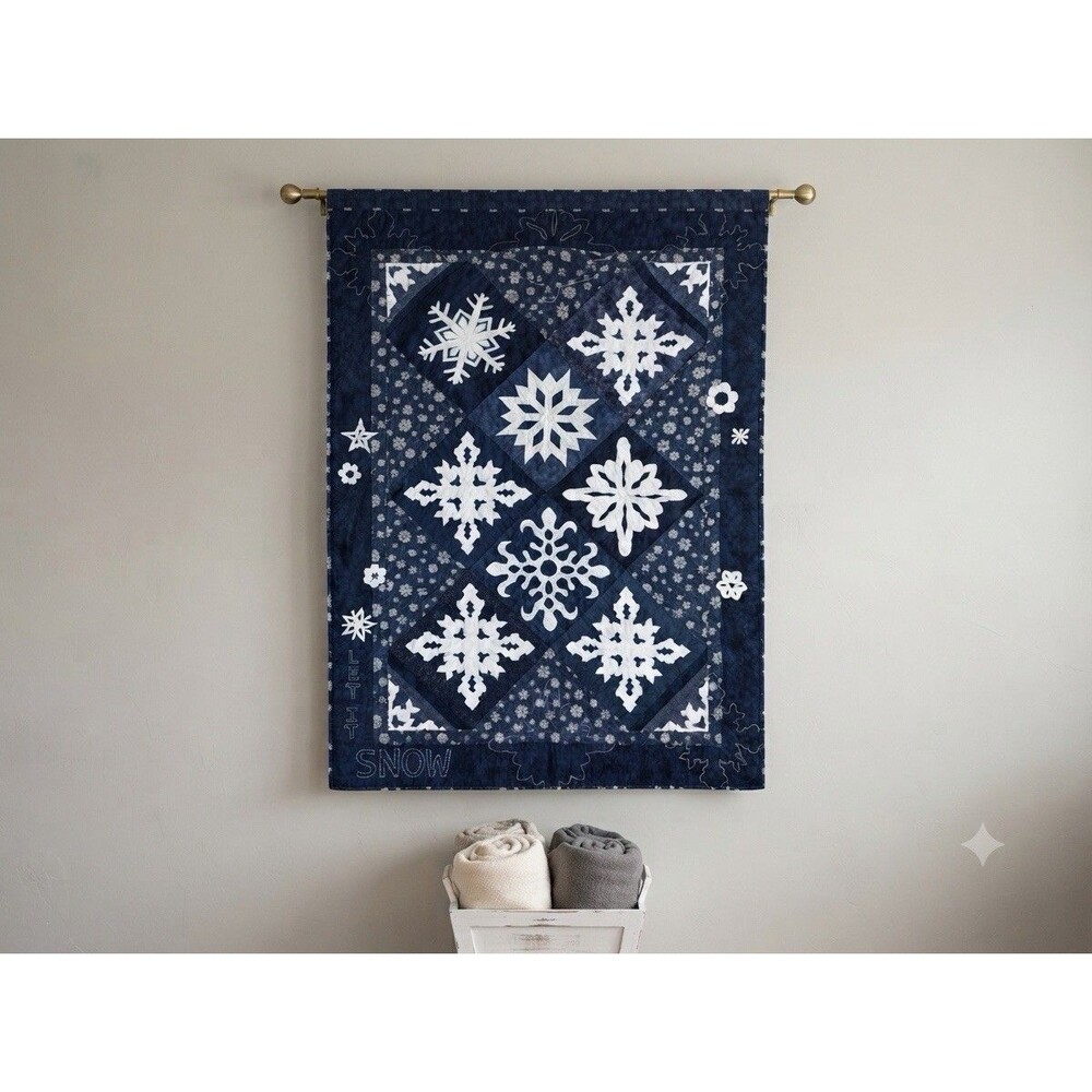 Handmade Let It Snow Winter Snowflake Quilt Wall Hanging Throw